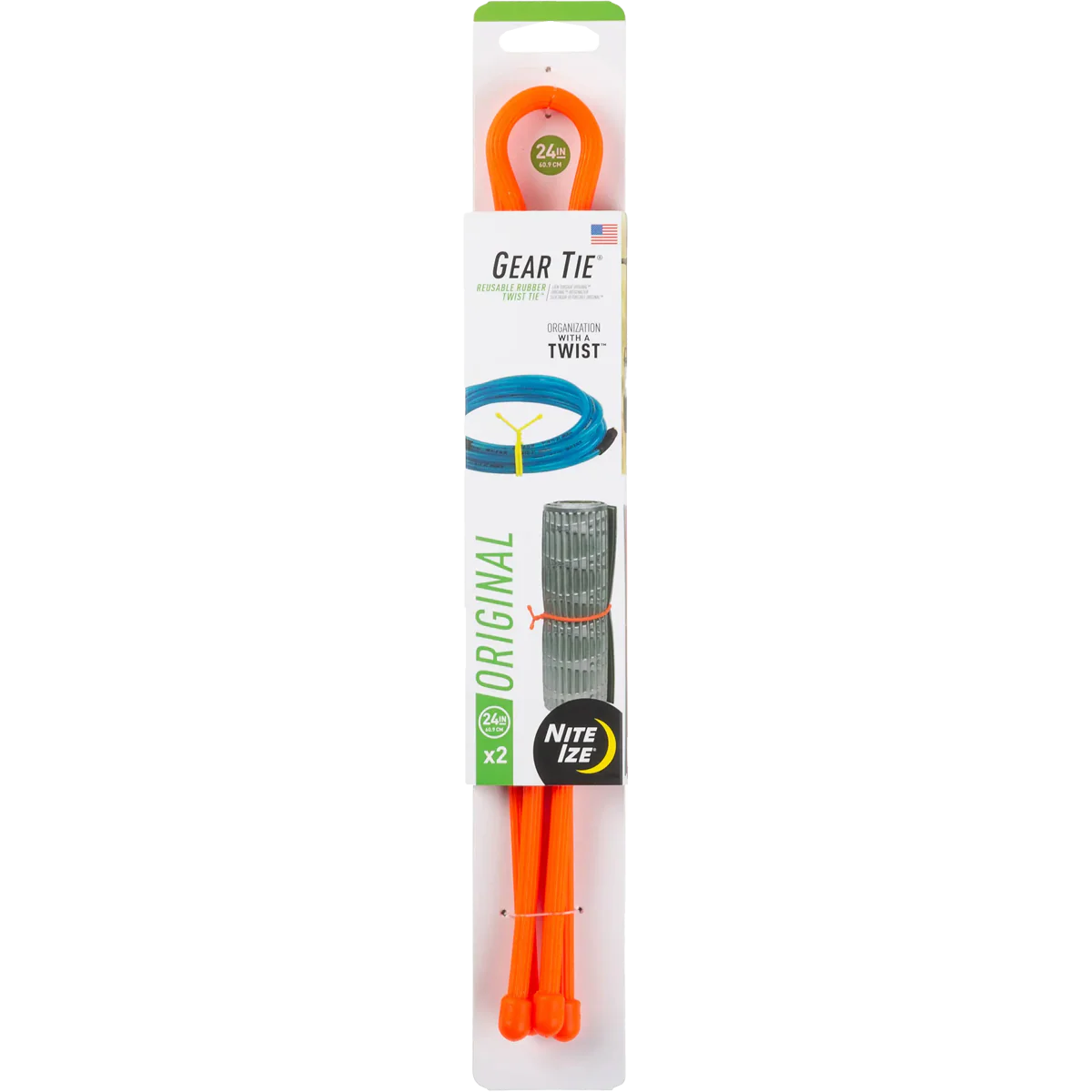 Gear Tie Reusable Rubber Twist Tie 24" -  2 Pack