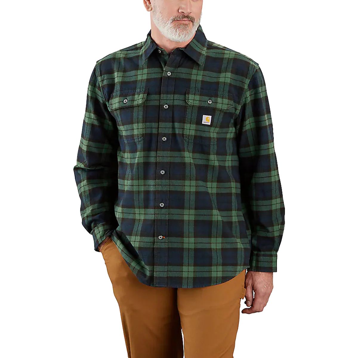 Men's Loose Fit Heavyweight Flannel Long-Sleeve Plaid Shirt - Image 3