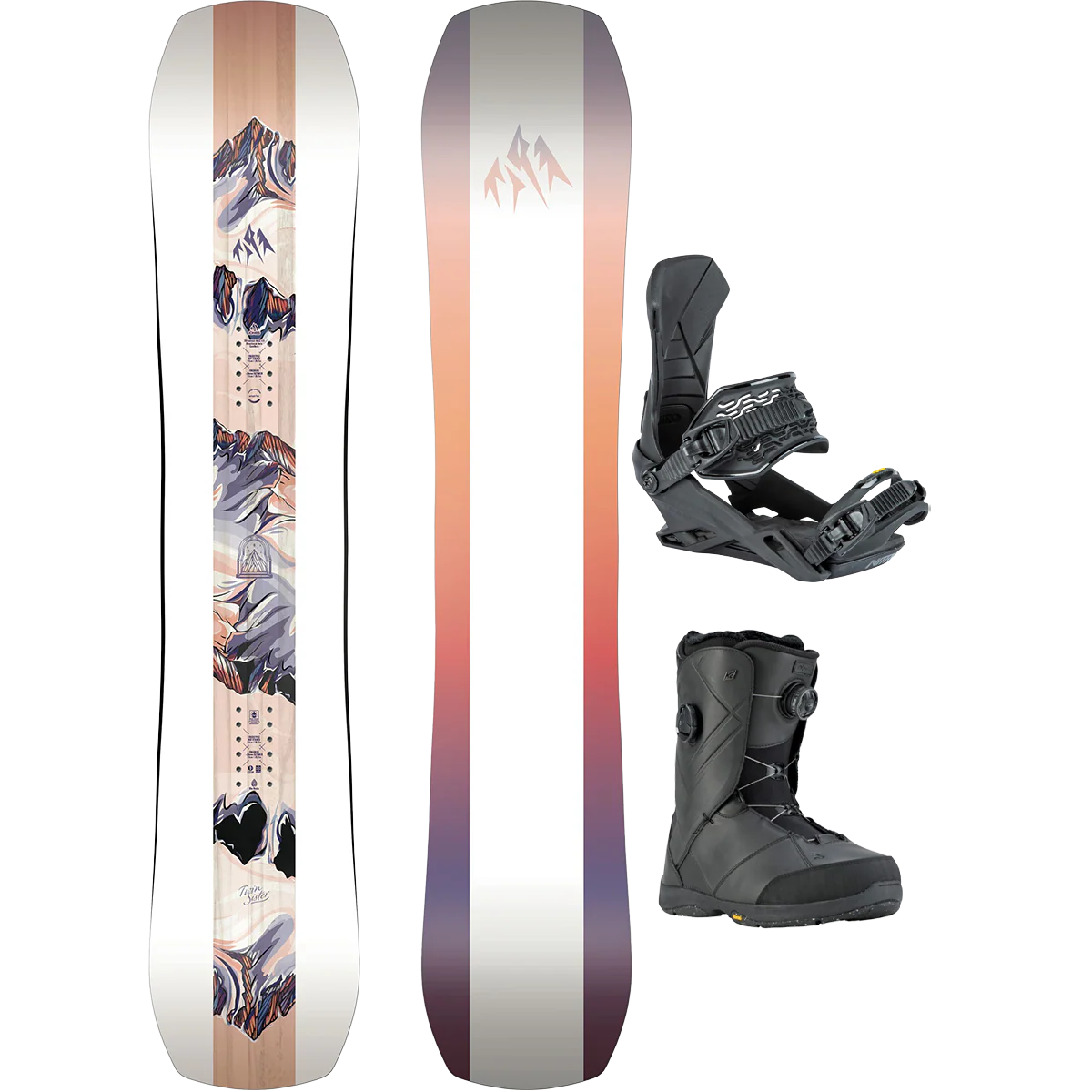 Jones Snowboards Women's Twin Sister Demo Snowboard Package