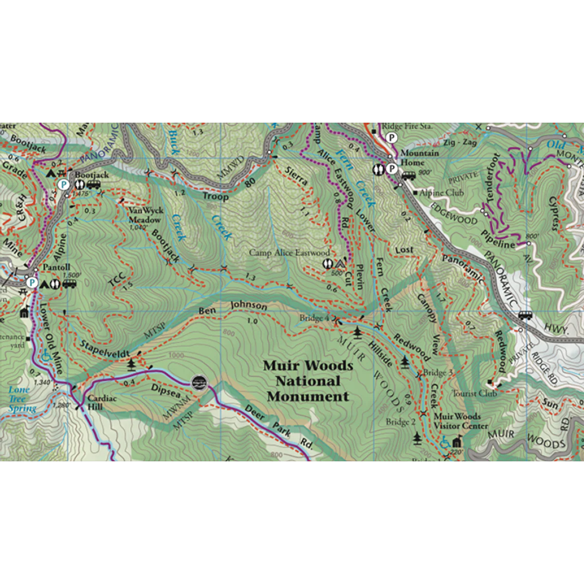 Mt Tam, Muir Woods and Headlands Map - Image 2