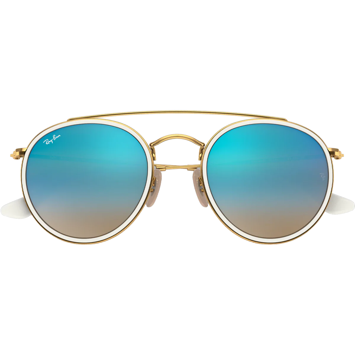 Round Double Bridge - Polished Gold/Blue Flash