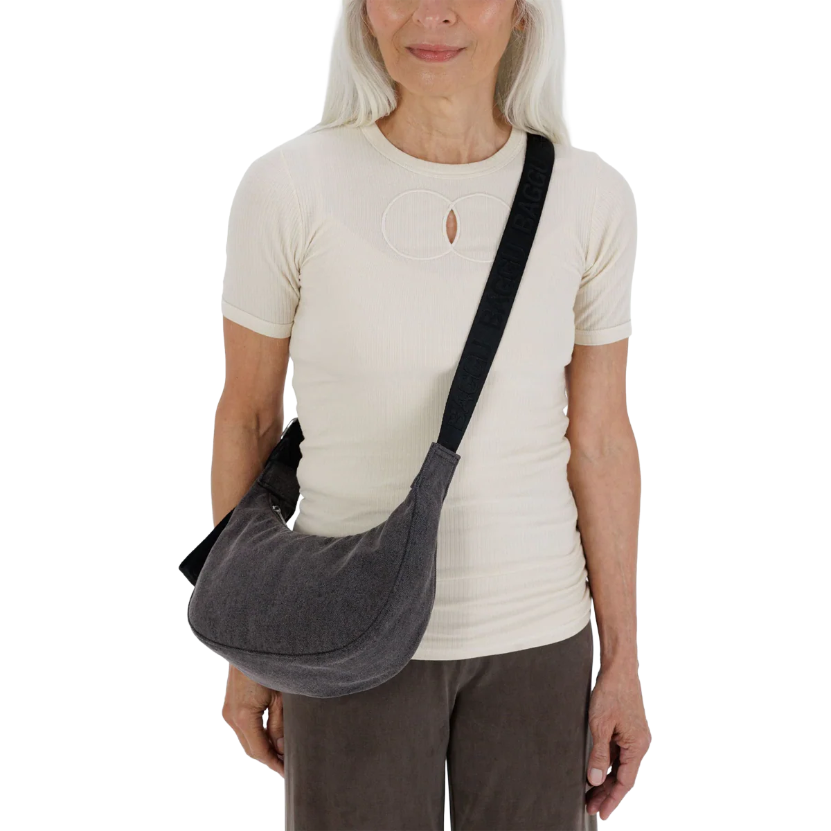 Small Denim Crescent Bag - Image 2