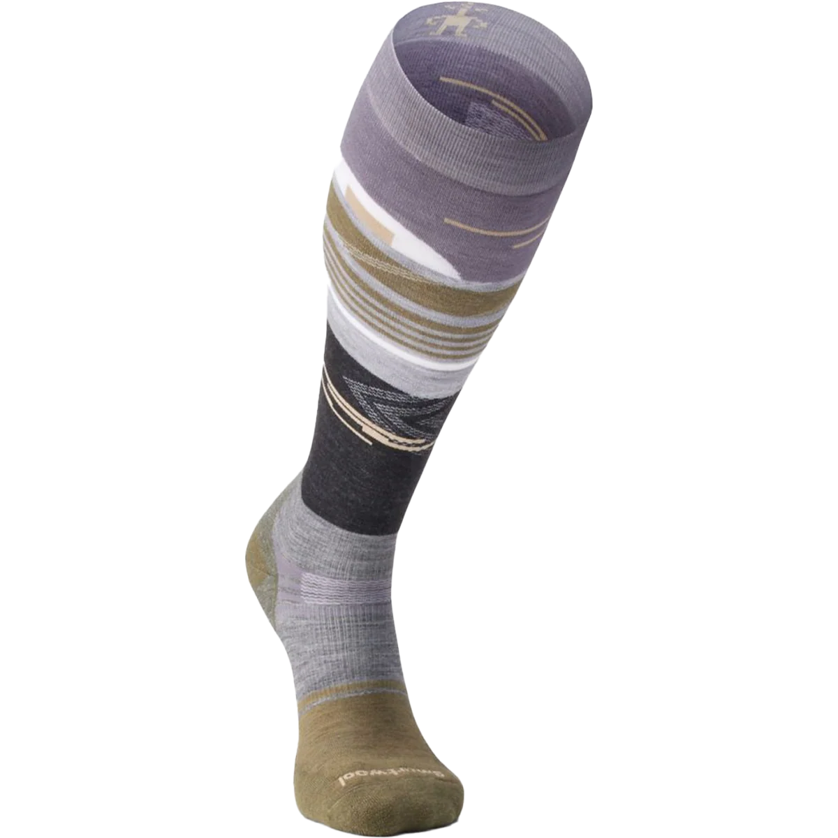 Men's Snowboard Targeted Cushion Broken Lines Pattern Over The Calf Socks - Image 2