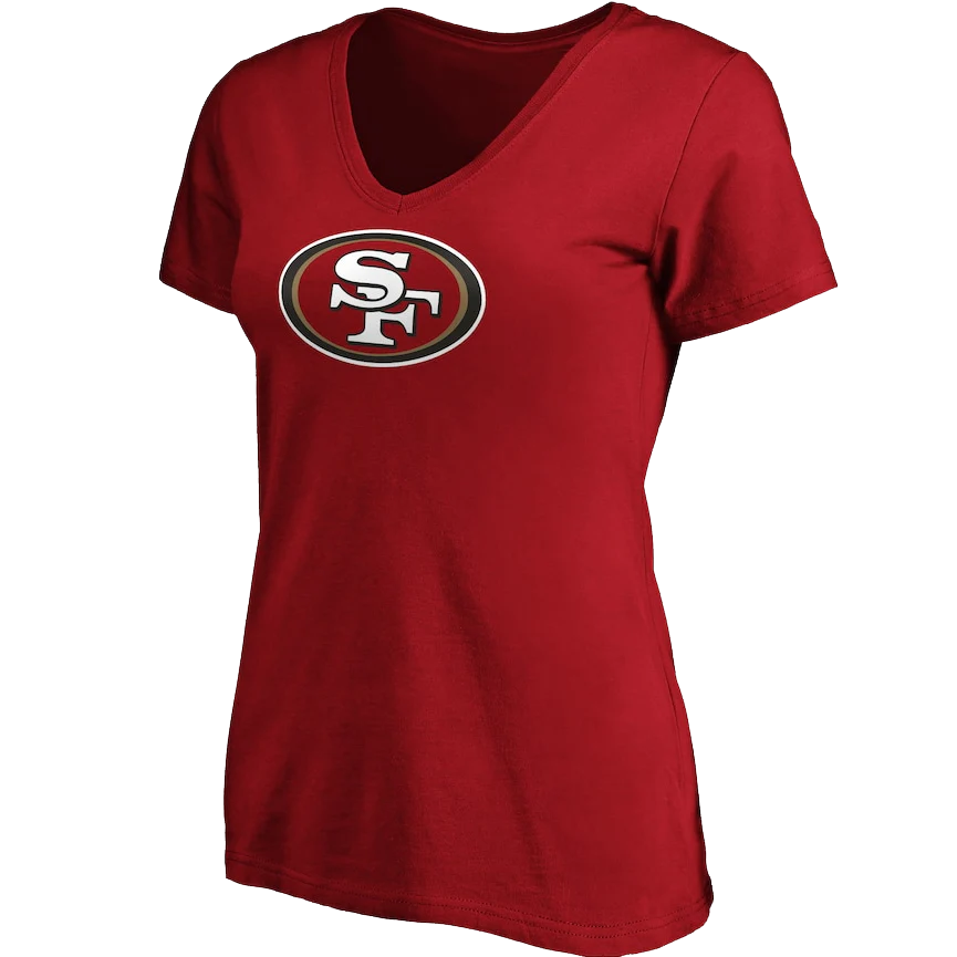 Women's 49ers V-Neck Primary Logo Short Sleeve - Image 3