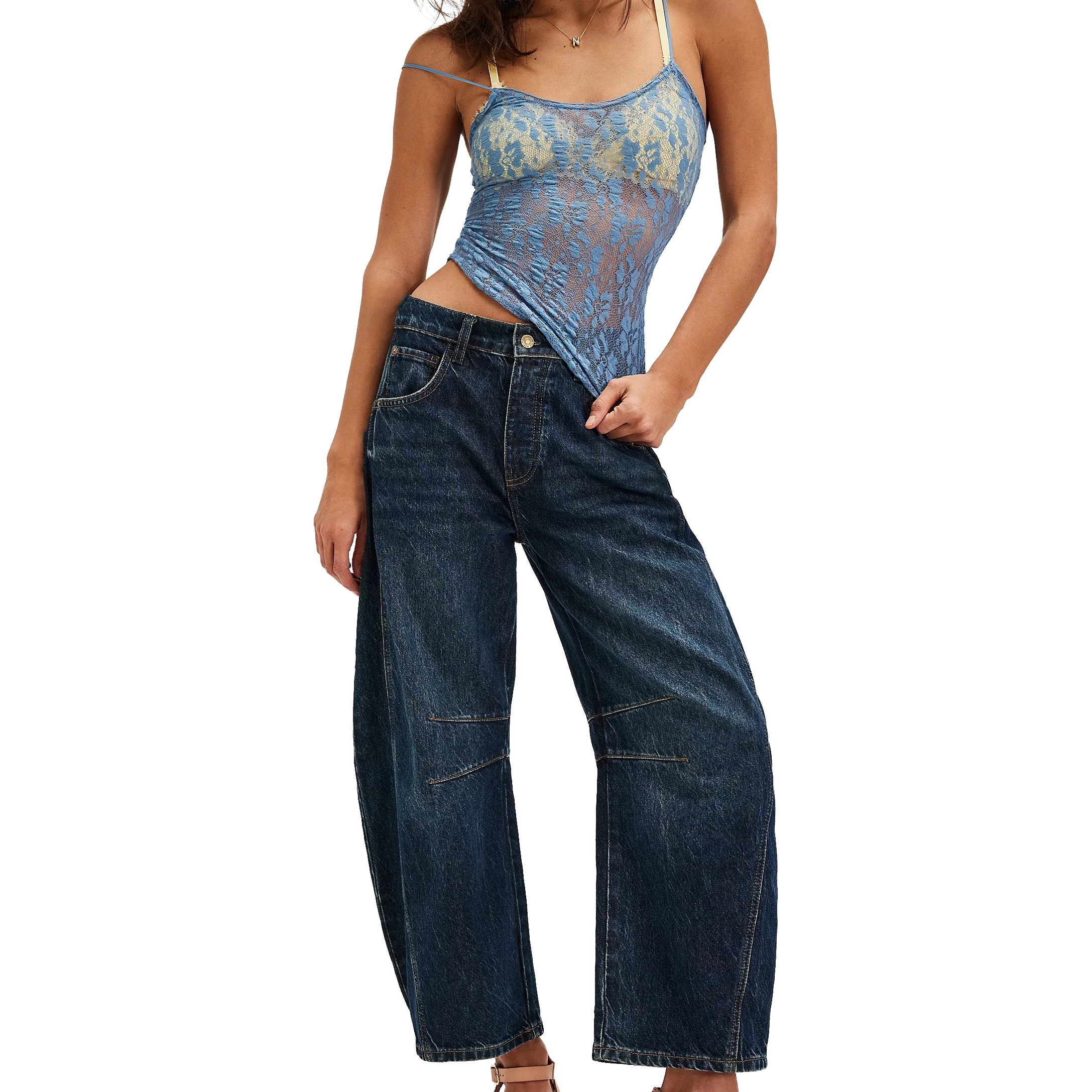 Women's Good Luck Mid Rise Barrel Jeans - Image 10