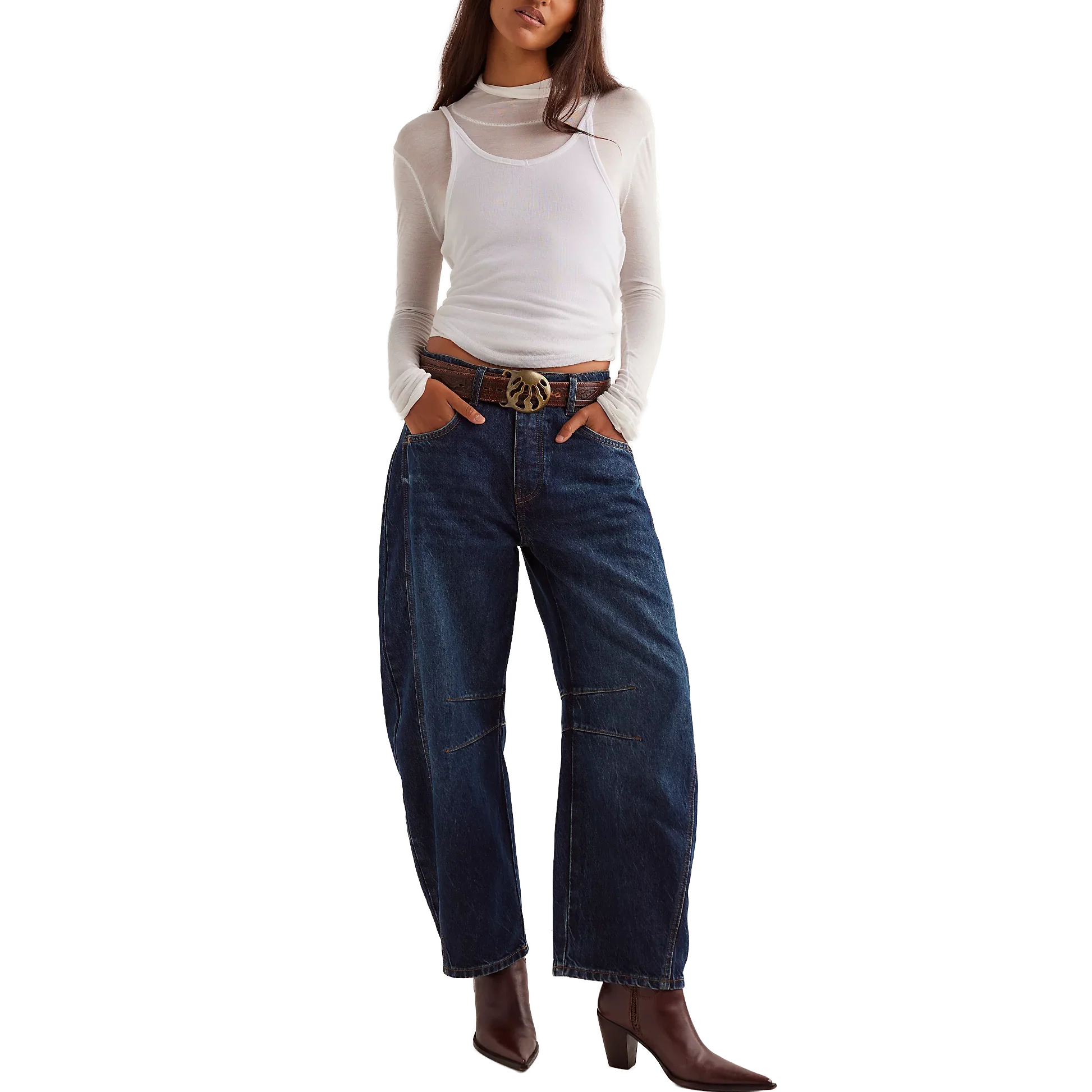 Women's Good Luck Mid Rise Barrel Jeans - Image 6