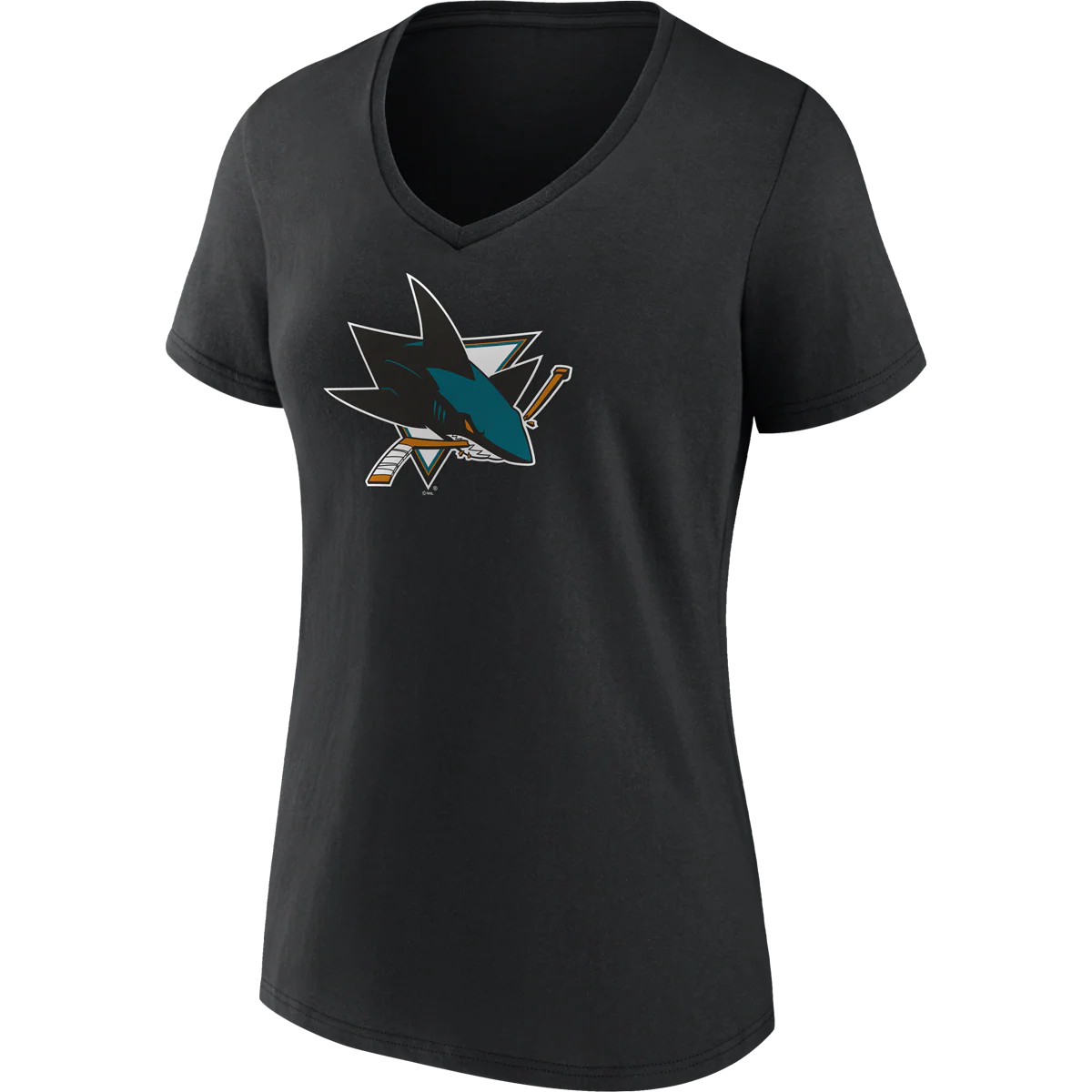 Women's Sharks Team Logo Short Sleeve V-Neck