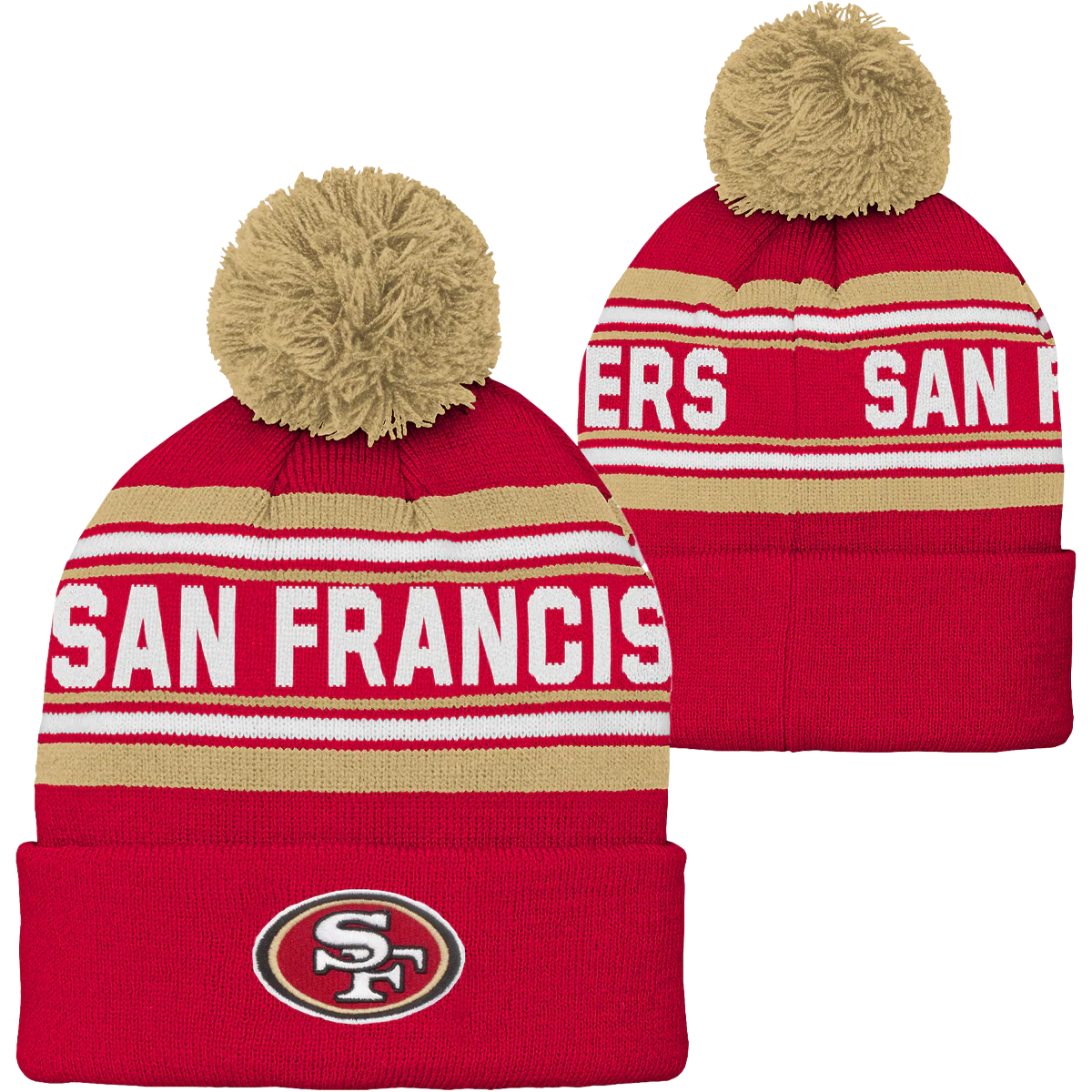 Youth 49ers Jacquard Cuffed Knit with Pom - Image 3